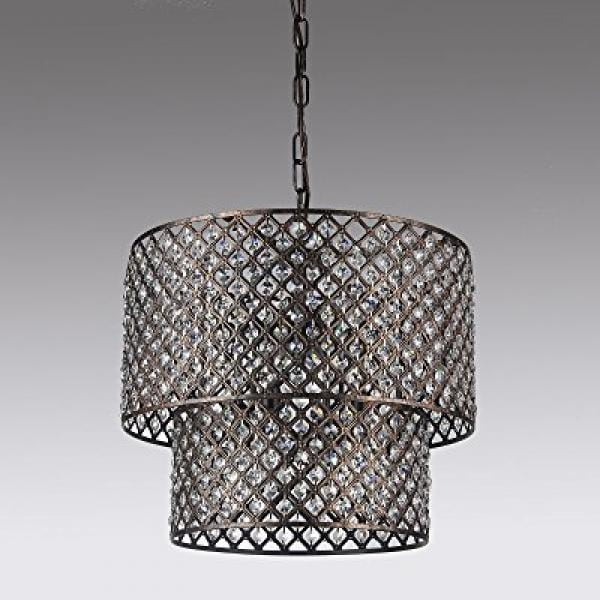 Black Brushed Bronze 2 Round Drum Shades 8-light Crystal ...