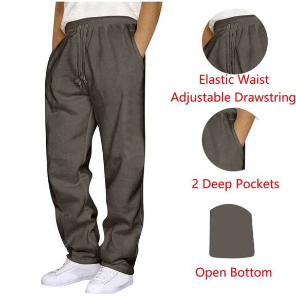 LONKITO Mens Sweatpants with Pockets Outdoor Running Jogger Pants Elastic Waist Drawstring Workout Casual Sweatpants Open Bottom, Dark Gray L