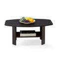thumbnail image 4 of Furinno Simple 2-Tier Coffee Table, Black Center Table wih Open Shelf, Side Table Tabletop with Soft Edges, for Living Room, Home Office, Dark Mocha, 4 of 8