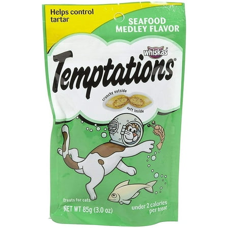 Whiskas Temptations Cat Treats, Seafood Medley, 3 oz Pack of 3