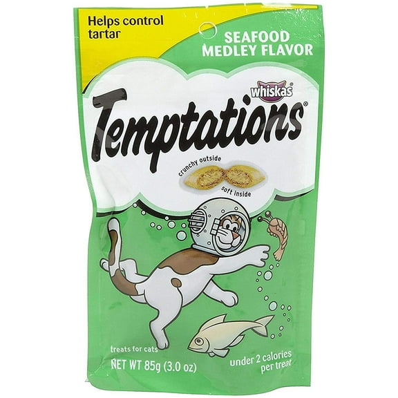 Whiskas Temptations Cat Treats, Seafood Medley, 3 oz Pack of 3
