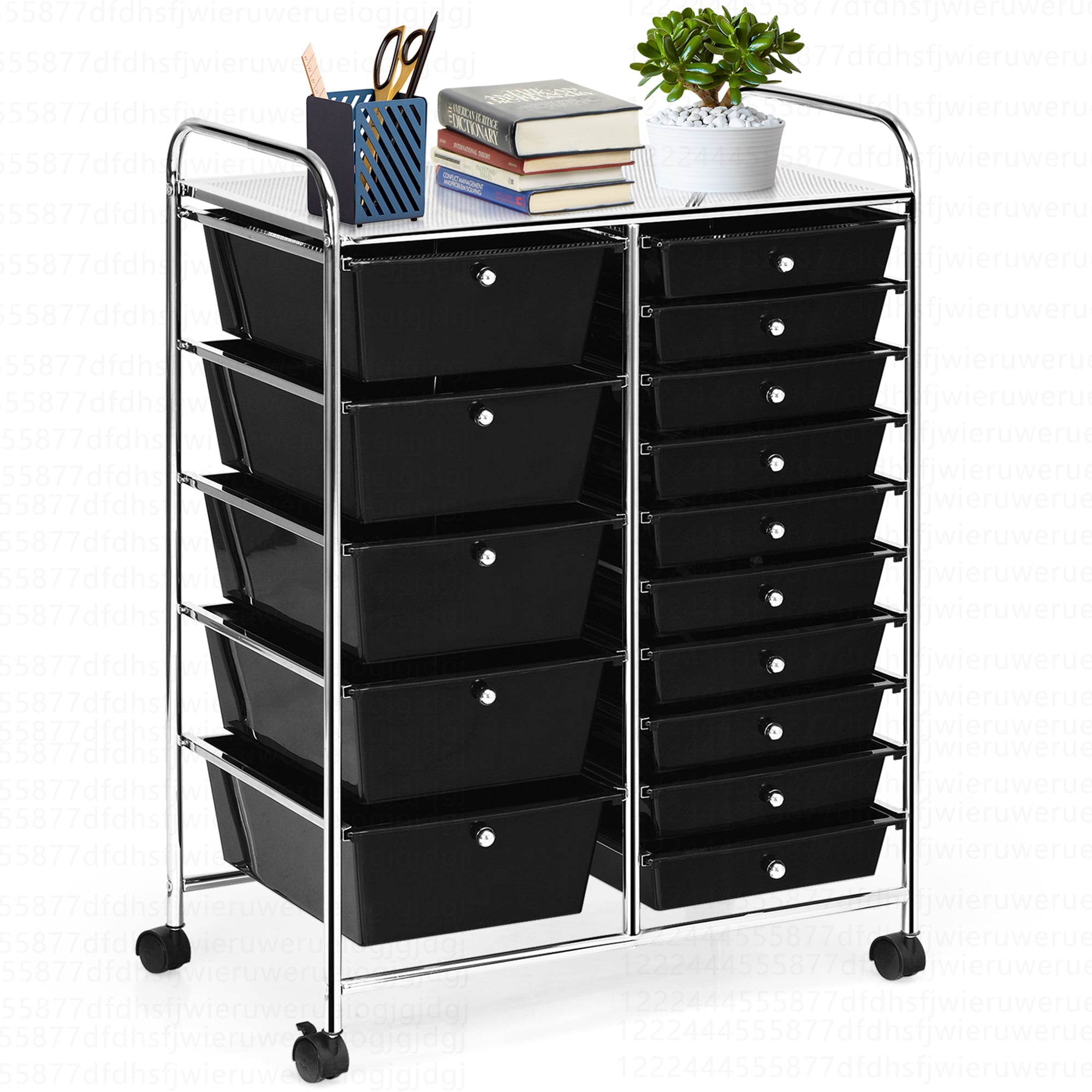 Costway 15 Drawer Rolling Organizer Cart Utility Storage Tools Scrapbook Paper Multi-Use