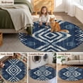 thumbnail image 5 of Navy Blue Round Area Rug 3Ft Washable Small Circle Rugs for Kitchen Entryway, Vintage Tribal Abstract Geometric Tie Dye Art Non-Slip Carpet Floor Mats Indoor Outdoor Carpet Runner Home Decor, 5 of 8