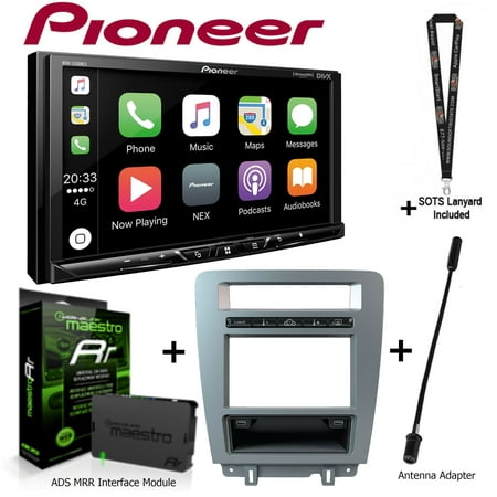 Chime Module Interface - Pioneer MVH-2400NEX Multimedia Player, iDatalink KIT-MUS1 factory integration adapter for select Ford Mustang, ADS-MRR Interface Module and BAA21 Antenna Adapter and a SOTS Lanyard