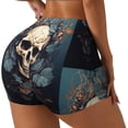 thumbnail image 2 of Kdxio Vintage Leaf Flower Skull Print Workout Shorts for Women Seamless Soft Smooth Gym Yoga Scrunch Active Shorts, 2 of 5