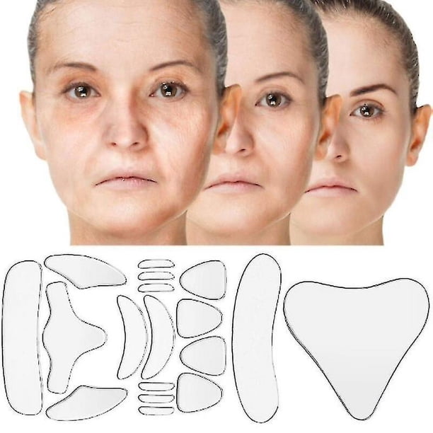 18 piezas de parche de silicona antienvejecimiento, lifting de piel, reutilizable, para rostro, frente, cuello, ojos, eliminador de arrugas, adhesivo reparador, cuidado de la piel