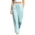 thumbnail image 3 of ZVAVZ Gauze Pants for Women Beach Vacation Pants Lightweight Breathable Casual Loose Fit Drawstring Trousers with Pockets Blue M, 3 of 7