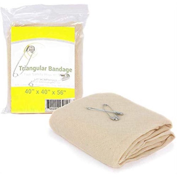 ASA TECHMED First Aid Triangular Bandage, 40" x 40" x 56", 12 Count- 100% Cotton