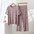 thumbnail image 2 of Stamzod 2 Piece Pajamas for Women Set Short Sleeve Pajamas T Shirts and Pants Crewneck Pjs Set Soft Loose Sleepwear Khaki B XXL, 2 of 5