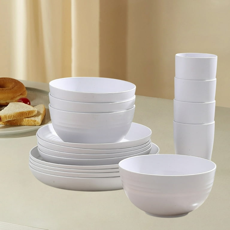 Apmemiss Clearance 16-Piece Kitchen Plastic Wheat Straw Dinnerware