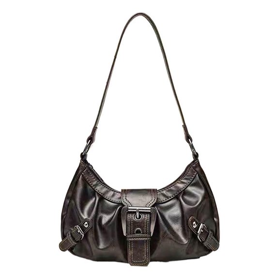 Y2K Style Women's Shoulder Bag - Vintage Two-Tone PU Leather Hobo Bag, Underarm Purse for Everyday Fashion