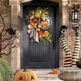 thumbnail image 2 of AMERTEER Couronnes d'Automne pour Porte d'Entrée 14 Pouces Carreaux Buffalo Blanc Couronne de Citrouille Décorations d'Automne pour Halloween l'Action de Grâce Récolte Ferme Extérieur Mur Fenêtre Porte, 2 of 8