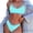 Light Blue, variant on Staron Women's Color Blocked V-Neck Sleeveless Bikini Swimsuit Beachwear High Cut Split Tankini with Padded Top, Light Blue XL