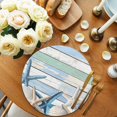 thumbnail image 2 of Round Placemats Coastal Blue White Starfish Shell 15 inch Set of 6 Table Mats for Dining Table Wood Grain Heat Resistant Non-Slip Kitchen & Home Decorative Place Mat Set, 2 of 8
