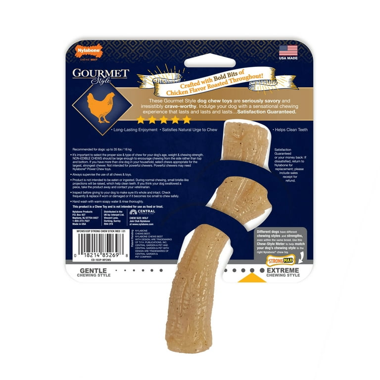 Nylabone Chicken Wolf Gourmet Style Dog Chew Toy Stick M Medium