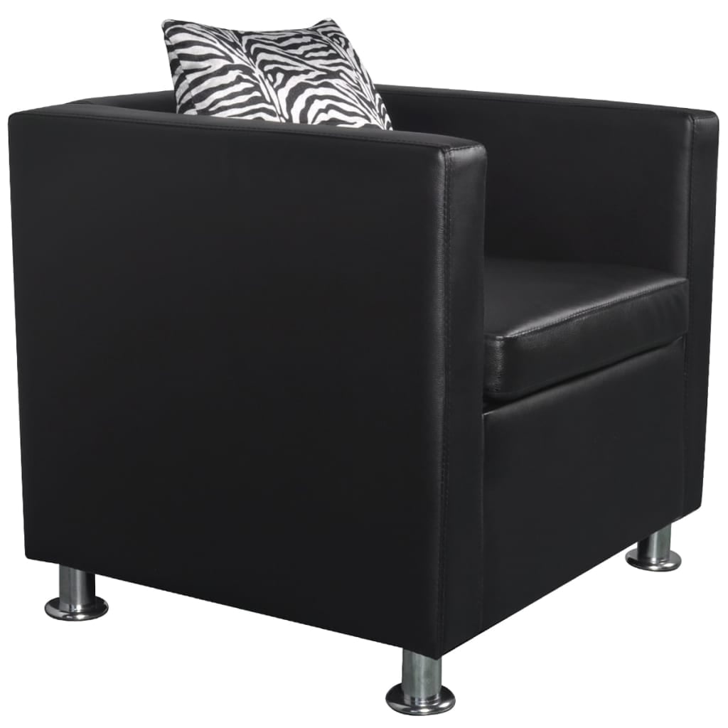 Kepooman Modern Leather Armchair with Metal Feet for Living Room, Black Kepooman Modern Leather Armchair with Metal Feet for Living Room, Black