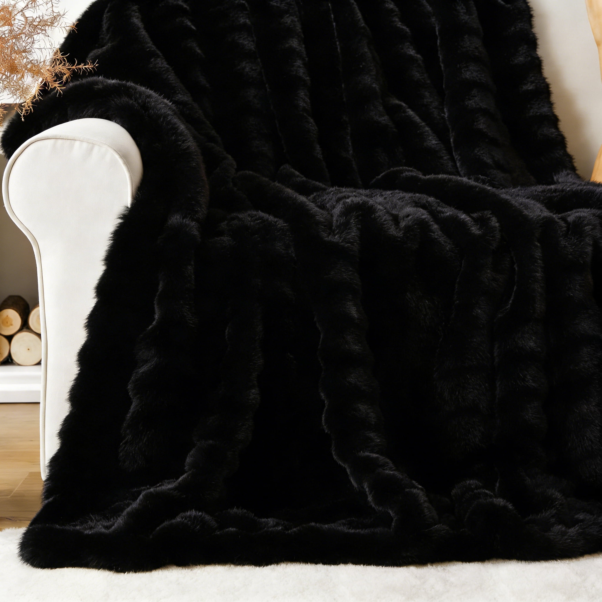 Jingle bears Black Blanket Queen Size Blanket for Bed Fluffy Soft Fleece Plush Faux Fur Throw Blanket Couch Living Room 60x80 inches