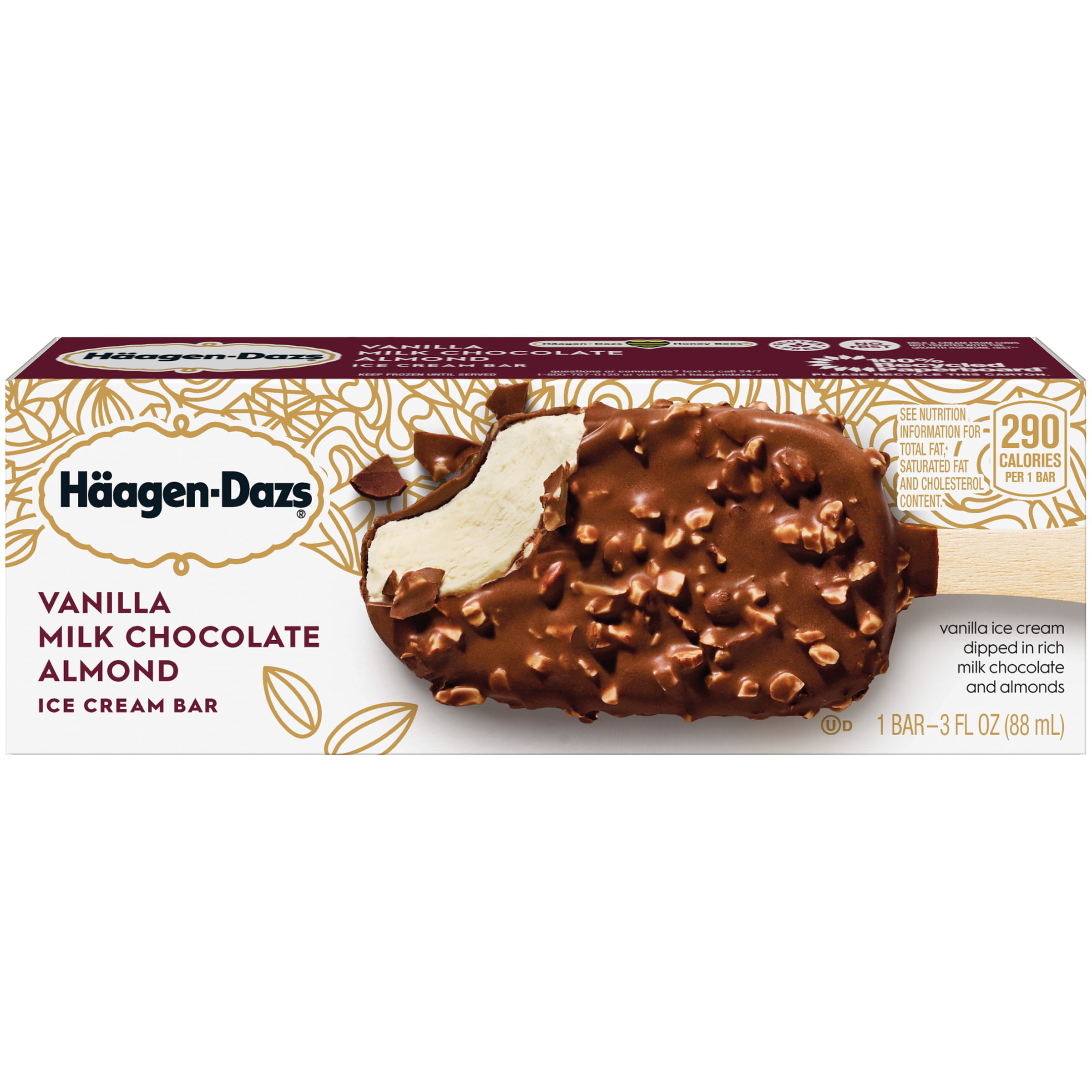 HAAGEN-DAZS Vanilla Milk Chocolate Almond Ice Cream Bar 3 ...