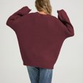 thumbnail image 5 of Edvintorg Womens Sweater Crew Neck Long Sleeve Casual Pullover Knit Sweaters Fall Winter Womens Fashion Wine M, 5 of 6