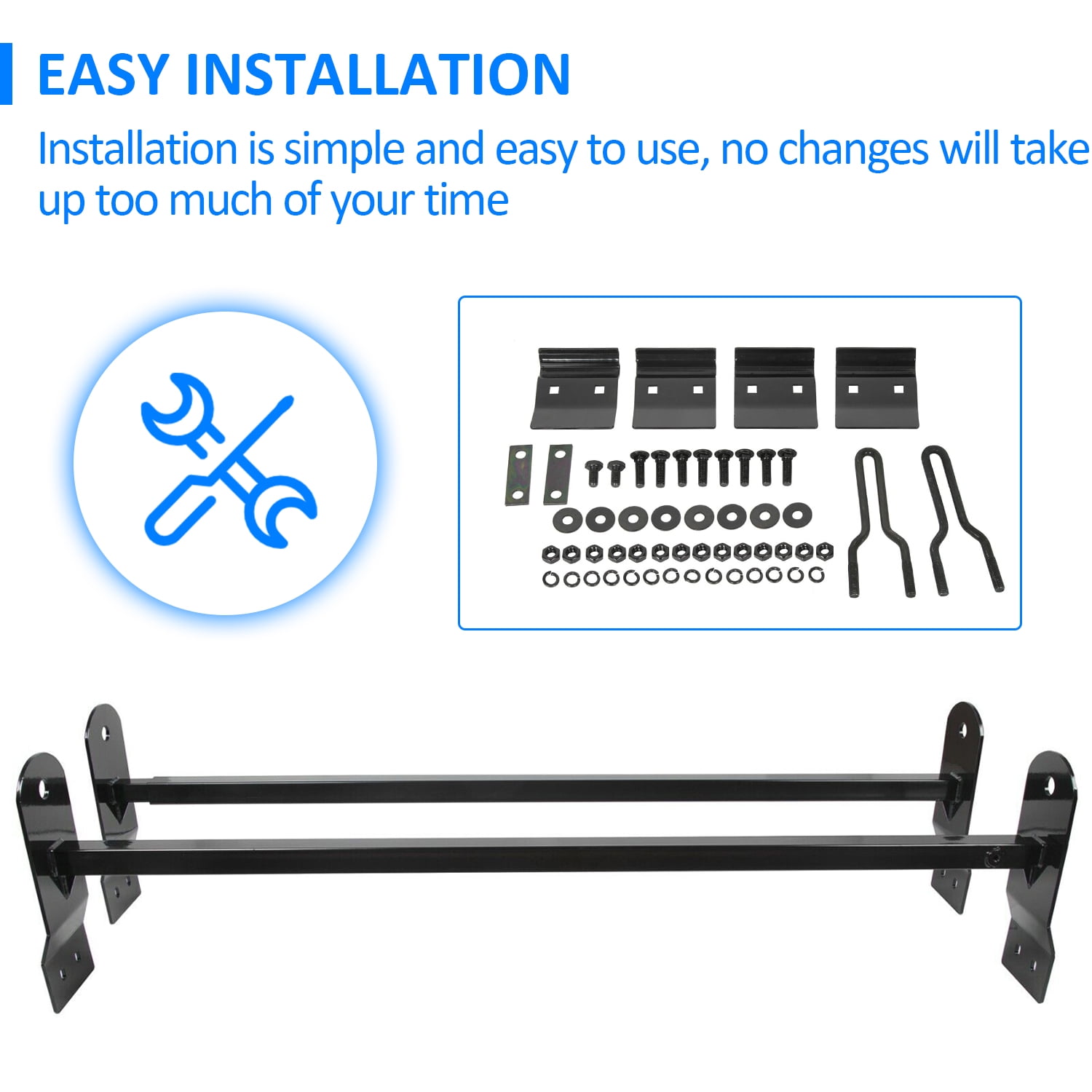 KOJEM Adjustable Roof Ladder Racks 53"-66" Van Ladder Rack for 2003-2017 Chevy Chevrolet Express 2500 for GMC Savana  for 1999-2014 Dodge Ford  E-250/E-350 Van Roof Rack Ladder Carrier