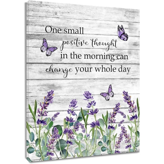 Vintage Floral Canvas Wall Art - Butterfly & Wildflower with Inspirational Quotes Abstract Wall Decor, Ready to Hang for Living Room Bedroom Bathroom Office