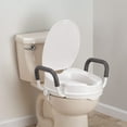 Raised 4” Toilet Seat with Padded Arms and Lid, Bathroom Toilet Riser