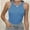 Blue, variant on Women's Sleeveless Full Length Fitted Racerback Workout Crew Neck Basic Tank Top