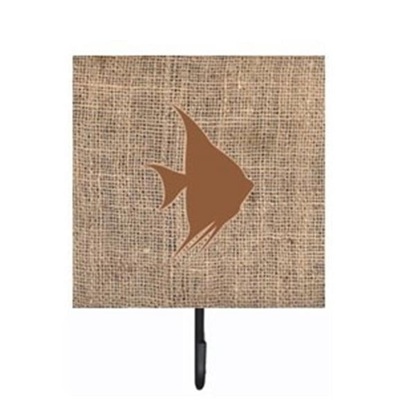 Carolines Treasures BB1022-BL-BN-SH4 Fish - Angel Fish Burlap and Brown Leash Or Key Holder