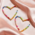thumbnail image 2 of Besufy Women Earring,Multi Stripe Heart Big Hoop Earrings Party Piercing Jewelry Gift, 2 of 6