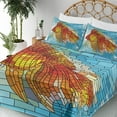 thumbnail image 4 of Ambesonne Fish Fitted & Top Sheet Set with Shams, Stained Glass Mosaic Fish Art, Orange and Blue, 4 of 7