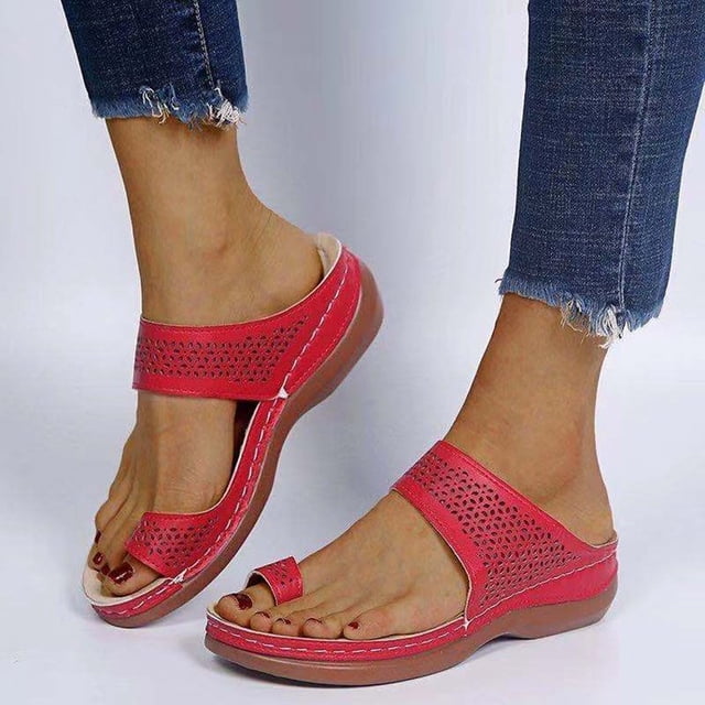 Sandalias de plataforma con cuña hueca para mujer, informales, retro, con puntera Wmkox8yii ytu1717
