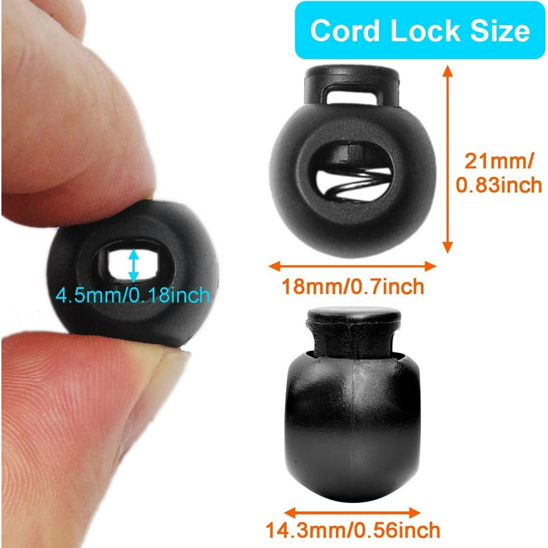 2 Holes Plastic Cord Lock Stoppers Toggle Spring Clip Apparel Bungee Cord