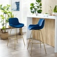 thumbnail image 4 of Art Leon Counter Height Bar Stools, 26" Height Swivel Velvet, Island Stools with Golden Metal Legs, Set of 2, Blue, 4 of 11