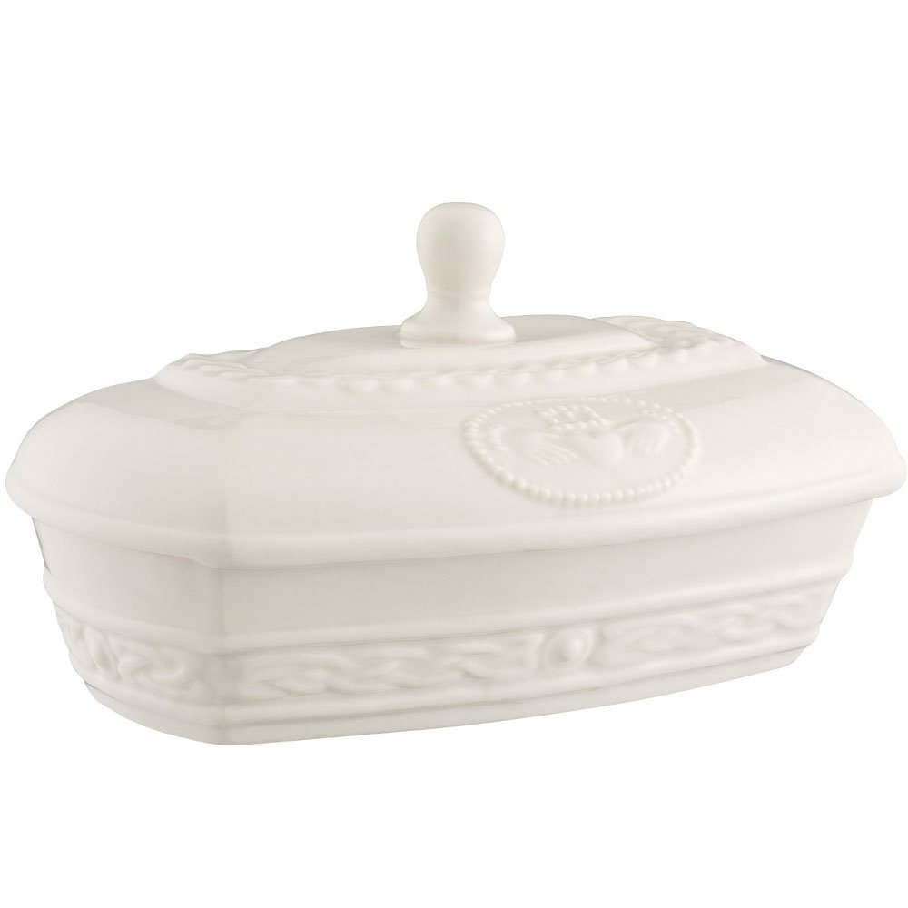 Belleek Claddagh Covered Butter Dish