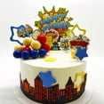 thumbnail image 4 of Superhero Cake Decorations Superhero Themed Party Decoration City Cake Border Decoration, 4 of 4