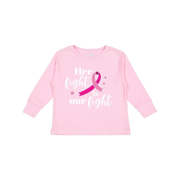Inktastic Breast Cancer Awareness Her Fight is our fight Boys or Girls Long Sleeve Toddler T-Shirt