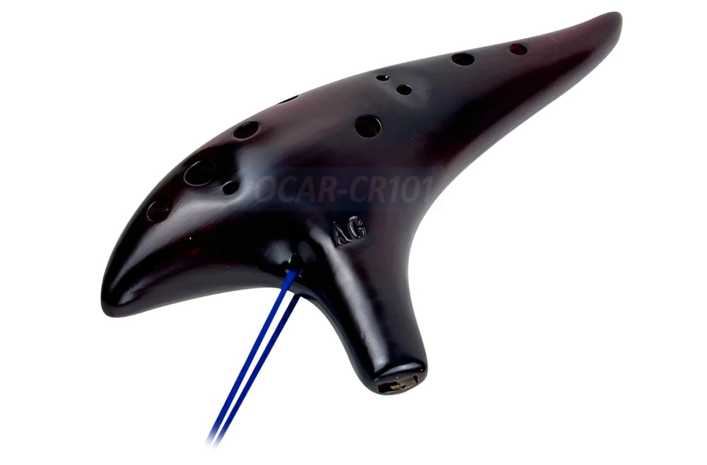 Premium Fine-Crafted Ceramic 12-Hole Alto C Ocarina Flute Black