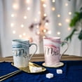 thumbnail image 7 of Mr and Mrs Mug Set - 14oz Ceramic Coffee Mugs for Couples, Elegant Wedding & Anniversary Gifts with Lids & Spoons, Valentine's Day Gifts for Him & Her,engagement gifts for couples, 7 of 7