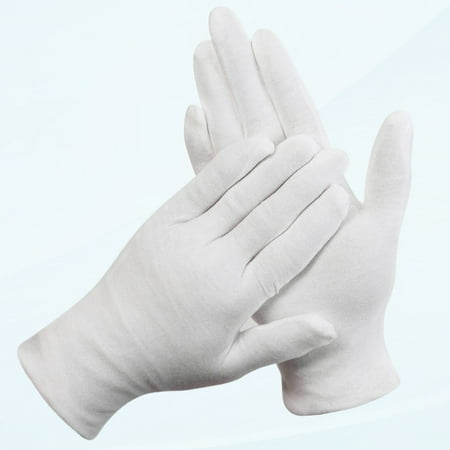 12 Pairs XL White Cotton Gloves for Hand Spa Inspection and Jewelry Eczema Cosmetic Moisturizing Dry Cosmetic