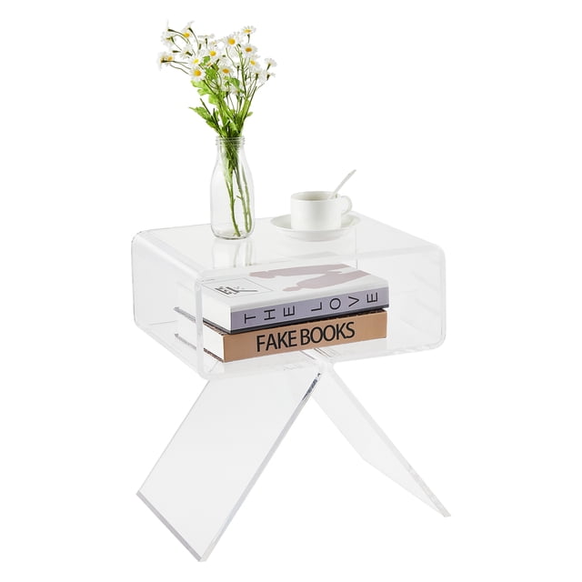 Table d'Appoint Moderne en Acrylique Transparent – Table de Chevet Ou Table d'Extrémité Légère, Résistante aux Rayures, Transparente – Table d'Accent Minimaliste pour Salon, Chambre Ou Petits Espaces – Déco Maison