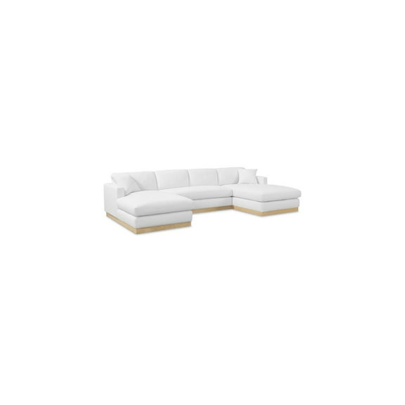 Meridian Furniture Johanna White Linen Textured Fabric 3pc. Sectional