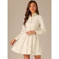 thumbnail image 3 of DARING DIVA Embroidered Floral Button Placket Mini Shirt Dresses XL Beige, 3 of 6