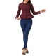 thumbnail image 2 of Chaquetas de mezclilla para mujer INSPIRE CHIC, con botones, dobladillo peplum, mangas largas, chaquetas de jean cortas, burdeos, talla M, 2 of 6