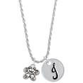thumbnail image 1 of Delight Jewelry Silvertone Small Antiqued Butterfly Silvertone Script Initial Disc - J - Charm Necklace, 20"+3", 1 of 4