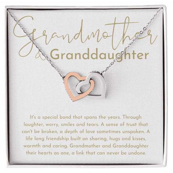 Bond Between Grandmother And Granddaughter Necklace Interlocking Hearts Neckalce Standard Box