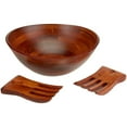 thumbnail image 1 of Lipper International Cherry Finished Wavy Rim Bowl with Salad Hands, 3 Piece Set, 1 of 5