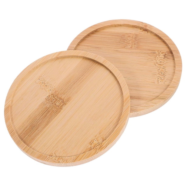 2pcs Round Wooden Serving Trays, Rustic Wood Platter for Food, Snacks, Fruits, Kitchen & Home Decor Use