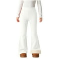 thumbnail image 2 of Cethrio Girls Winter Leggings, Elastic Waist Casual Stretch Thermal Flare Pants White Size 8, 2 of 7