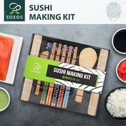 Soeos Beginner Sushi Making Kit, 10 Piece Bamboo Sushi Kit with 2 Bamboo Rolling Mats, 5 Pairs Chopsticks, Paddle, and Spreader