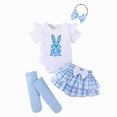thumbnail image 3 of Baby Girl Easter Outfit Toddler Girl Summer Clothes Short Sleeve Bunny Romper and Ruffle Skirt Dress, 3 of 6
